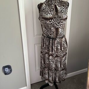 Elegant Animal Print Midi Dress